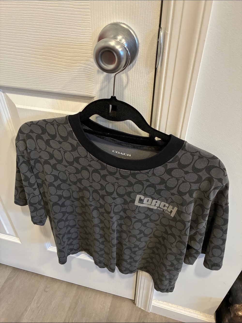 Coach Gray Signature Logo Short Sleeve Tee